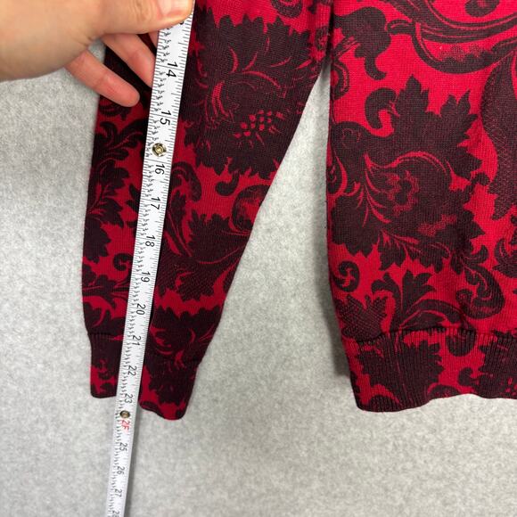 Talbots Cardigan Sweater Womens Small Red Black Paisley Career Church Classic - Picture 7 of 10